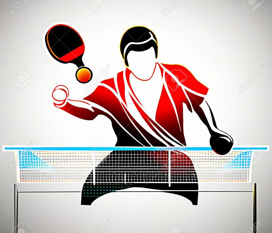tenis stołowy, ping pong, tenis stołowy, gracz, sportowiec, gra, wektor