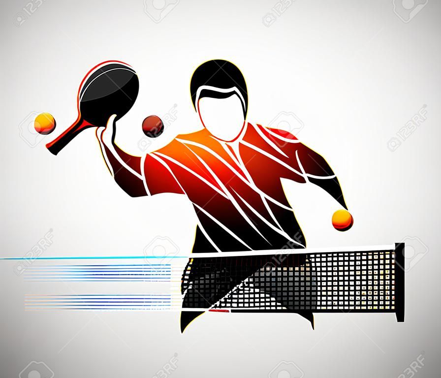 tenis stołowy, ping pong, tenis stołowy, gracz, sportowiec, gra, wektor