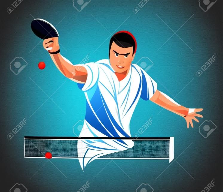 ping pong, ping pong, ping pong, giocatore, atleta, gioco, vettore