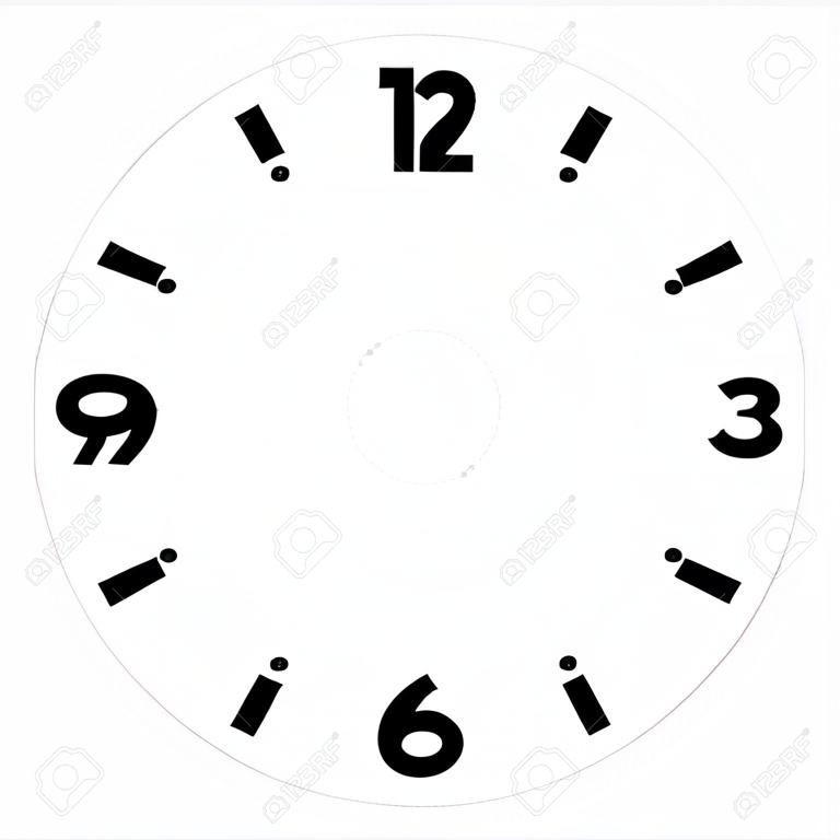 Clock face on a white background. 12 hours watch dial with round scale. Vector illustration