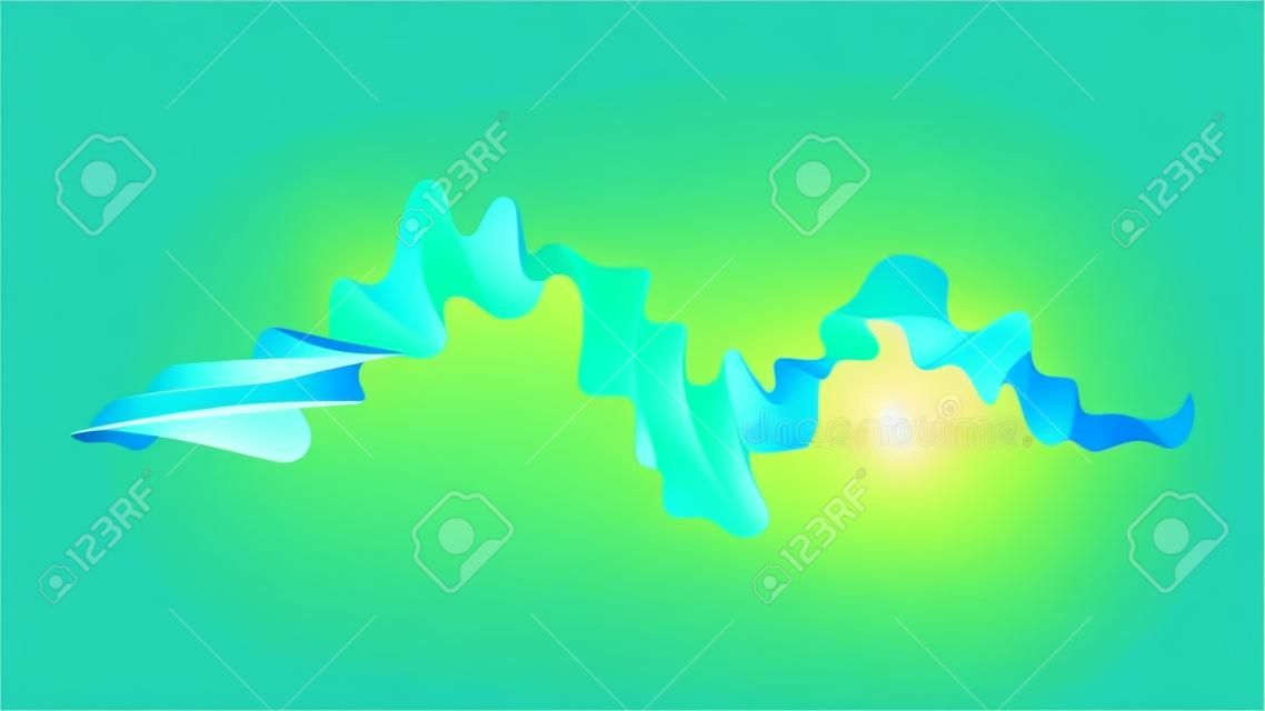 Abstract backdrop with green wave gradient lines on white background. Modern technology background, wave design. Vector illustration