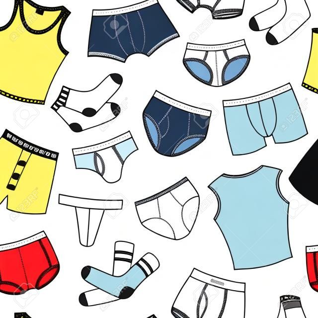 Doodle Set With Men's Underwear Seamless Pattern. Casual Underclothes For  Boys Cartoon Background. Royalty Free SVG, Cliparts, Vectors, and Stock  Illustration. Image 67656450.