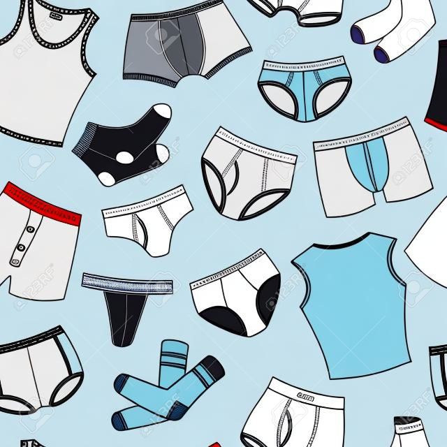 Male Underwear Doodle Seamless Pattern