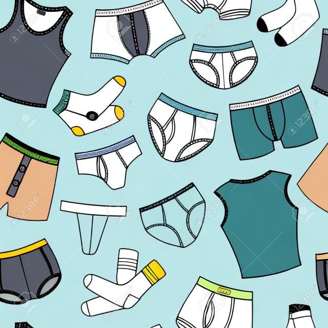 Male Underwear Doodle Seamless Pattern