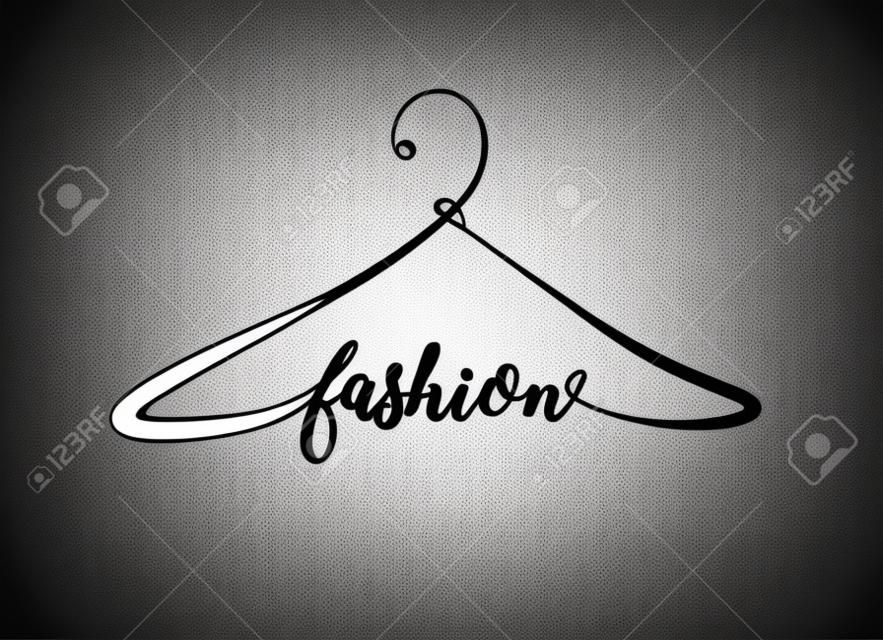 Креативный дизайн логотипа моды. Векторный знак с буквами и символ вешалки. Логотип каллиграфии