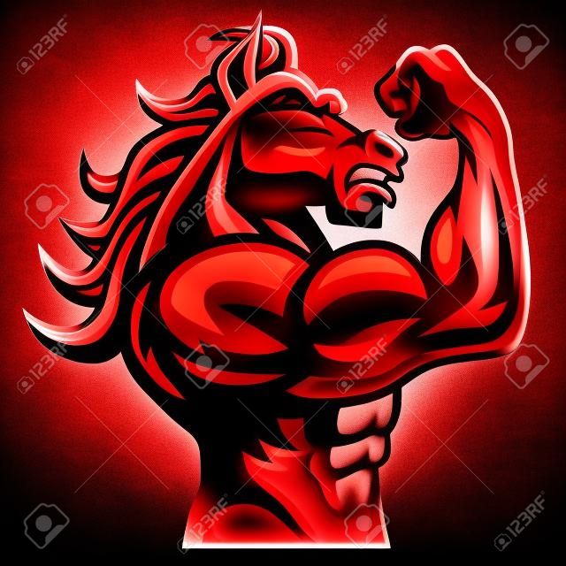 Red Horse Bodybuilder Posing His Muscular Body