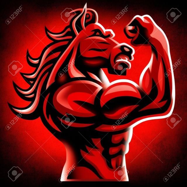 Red Horse Bodybuilder seinen muskulösen Körper