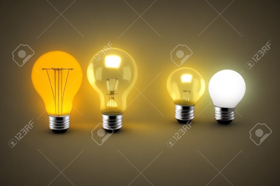 Verschillende stijl en grootte van lampen in vergelijking concept