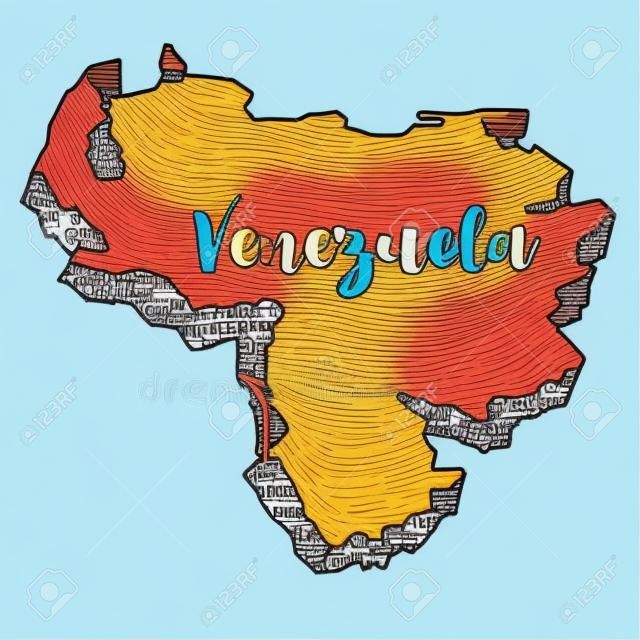 Hand gezeichnet von Venezuela-Karte, Vektorillustration