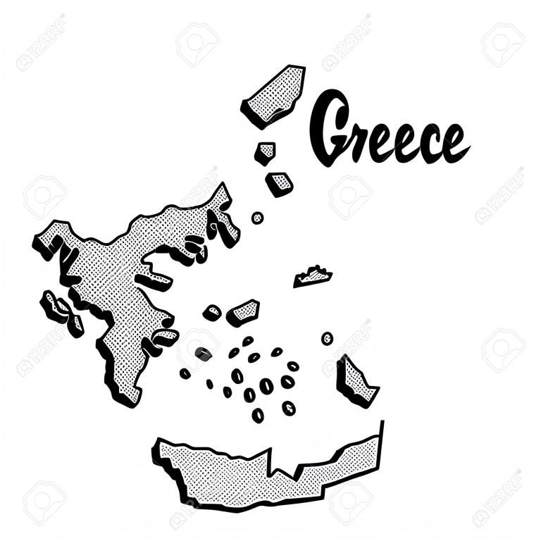 Рисованной карты Греции, векторные иллюстрации