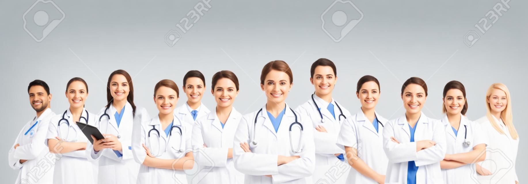 medicine and healthcare concept - team or group of doctors and nurses