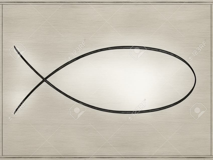 drawing and religion concept - schematic drawing of jesus fish