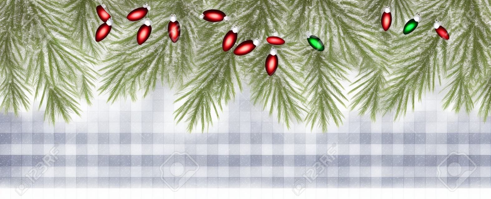 Borde de Navidad con ramas de abeto y piñas sobre fondo transparente