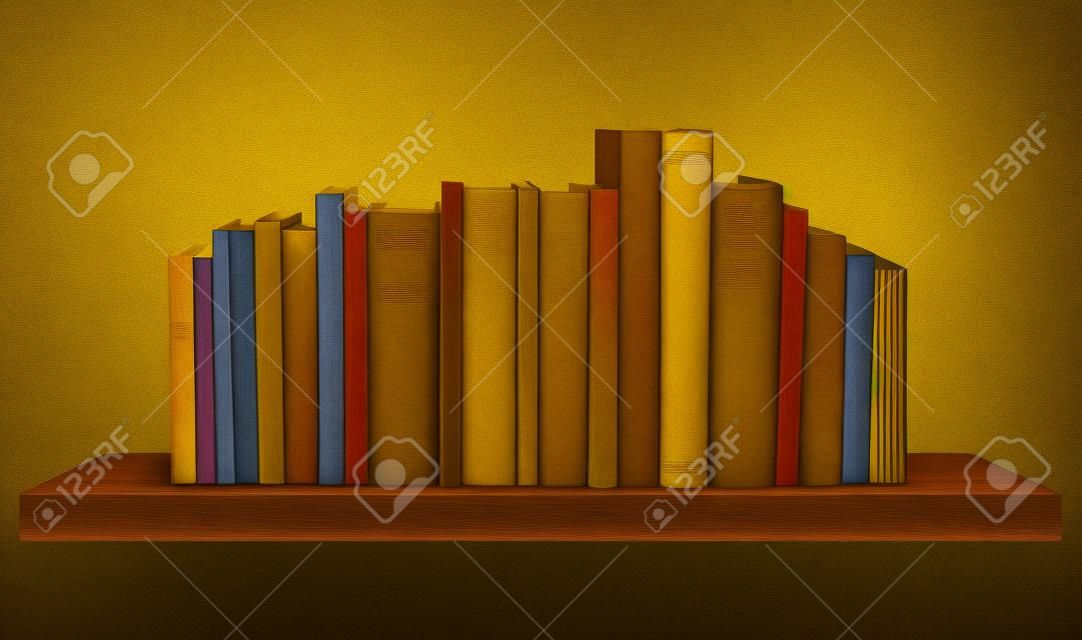 Libri sullo scaffale, isolato.