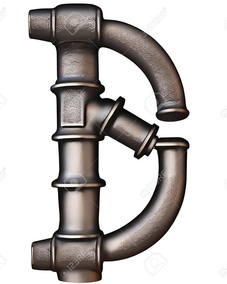 Industrial metal pipe alphabet letter R