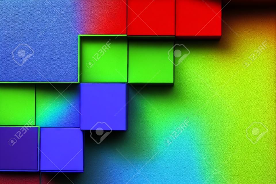Cubism. The texture of the walls, a colorful hue. Decor cubes. Abstraction