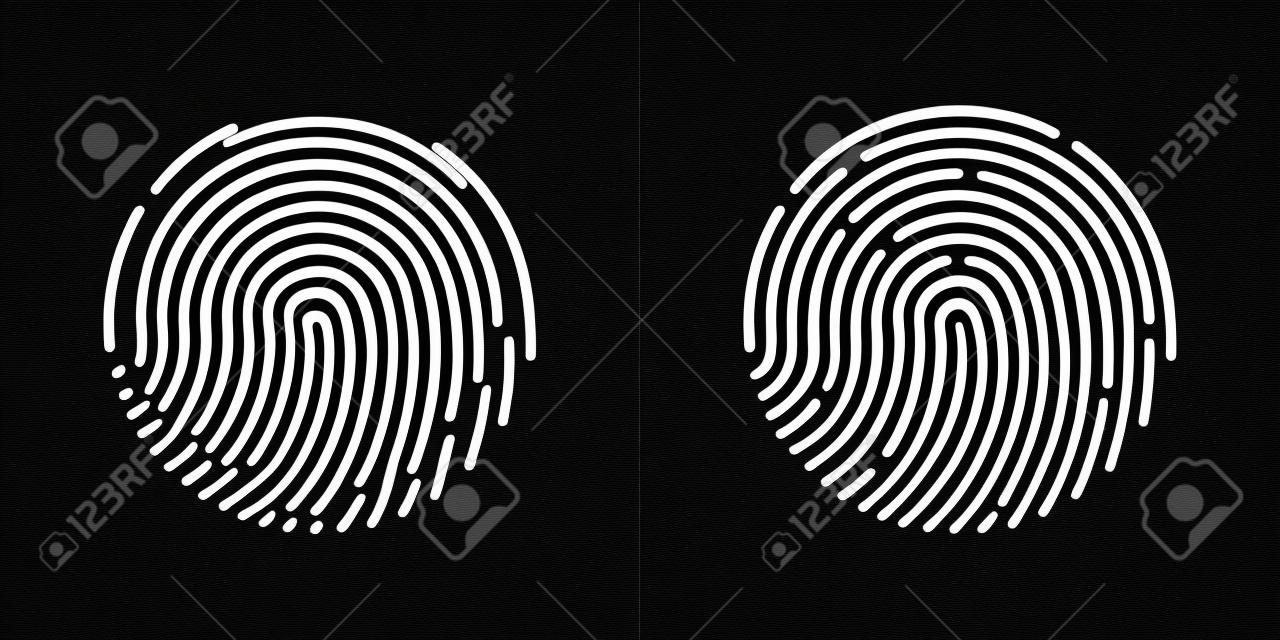 Fingerprint icon. Two-tone version of Fingerprint simple icon on black and white background