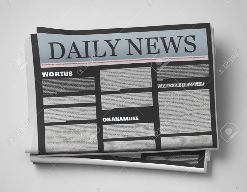 Wirtschaftszeitung isoliert auf weißem Hintergrund, Tageszeitung Mock-up-Konzept