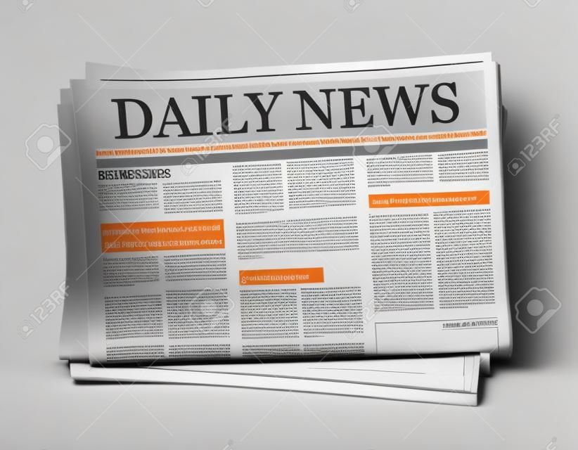 Business Newspaper geïsoleerd op witte achtergrond, Daily Newspaper mock-up concept