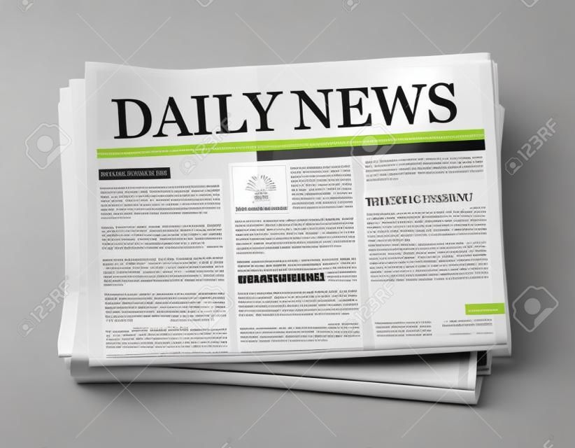 Giornale aziendale isolato su sfondo bianco, quotidiano mock-up concept News
