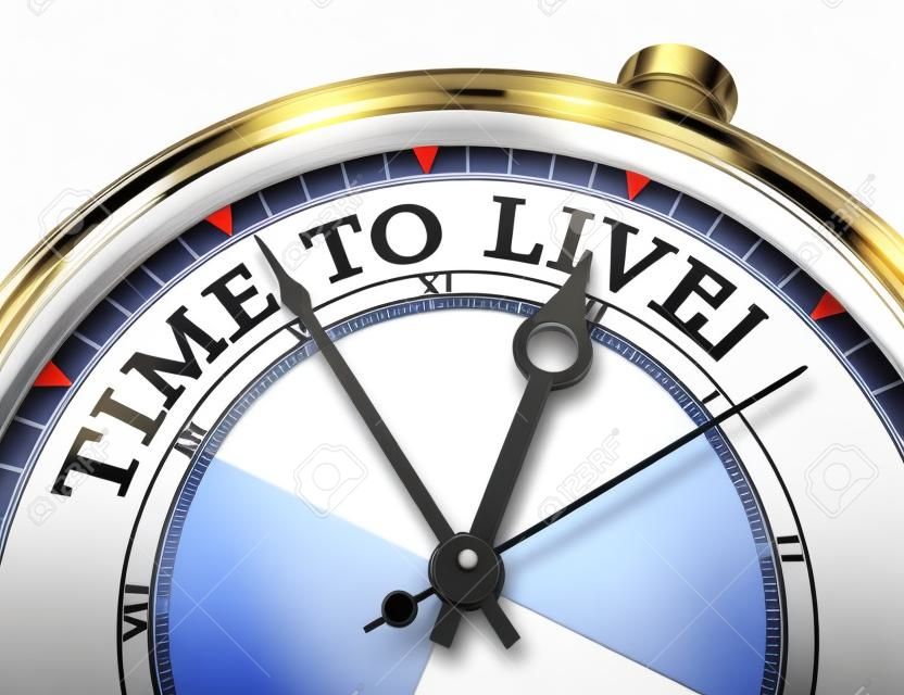 time to live concept clock isolated on white background with clipping path
