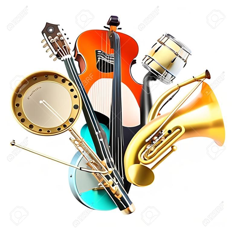Müzik aletleri, orkestra veya müzik kolaj