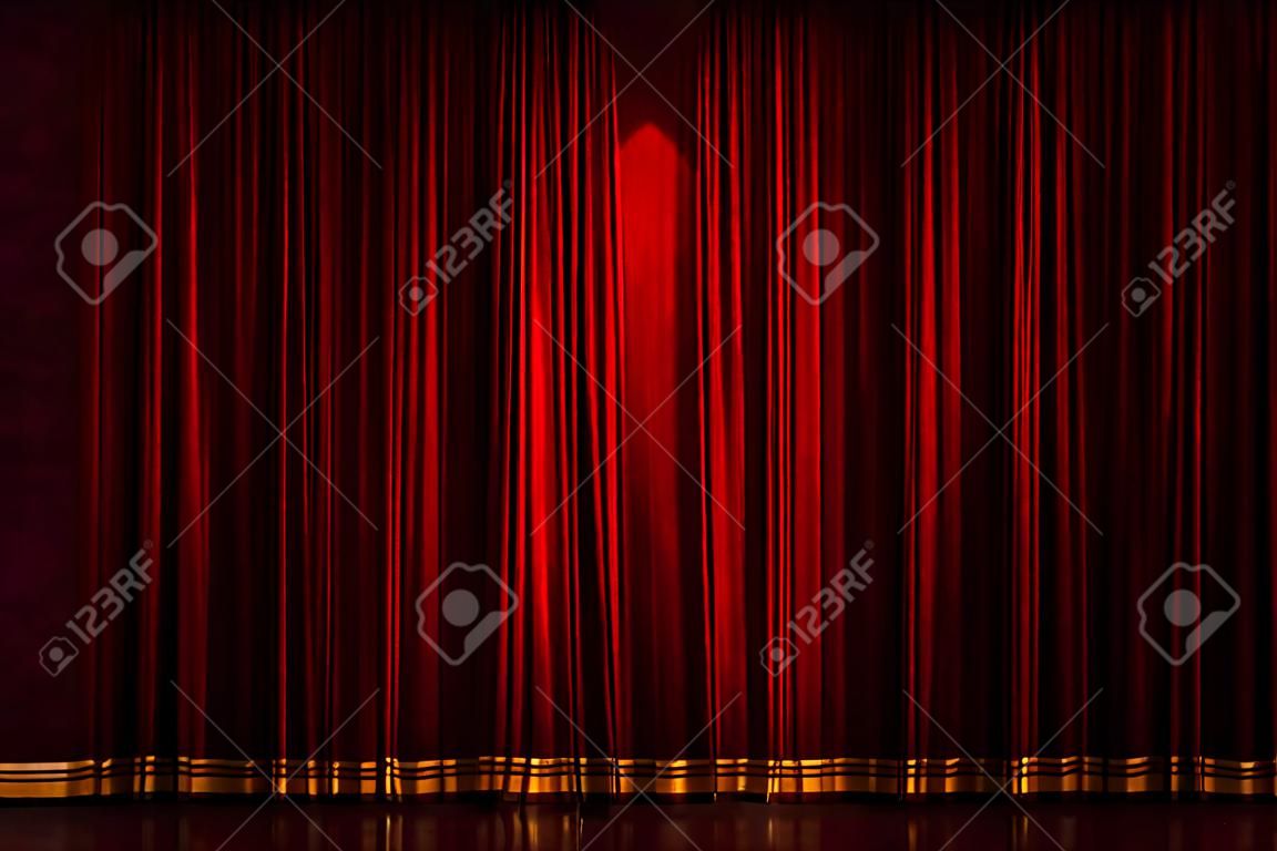 stage curtain or drapes red background with heart symbol ligst shape