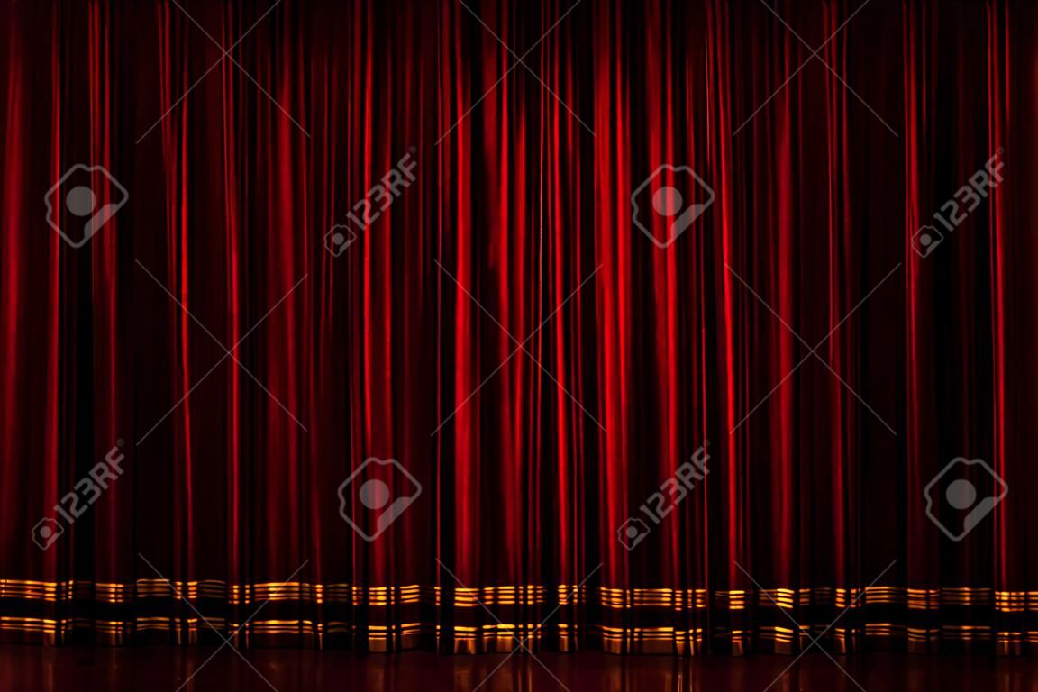 stage curtain or drapes red background with heart symbol ligst shape