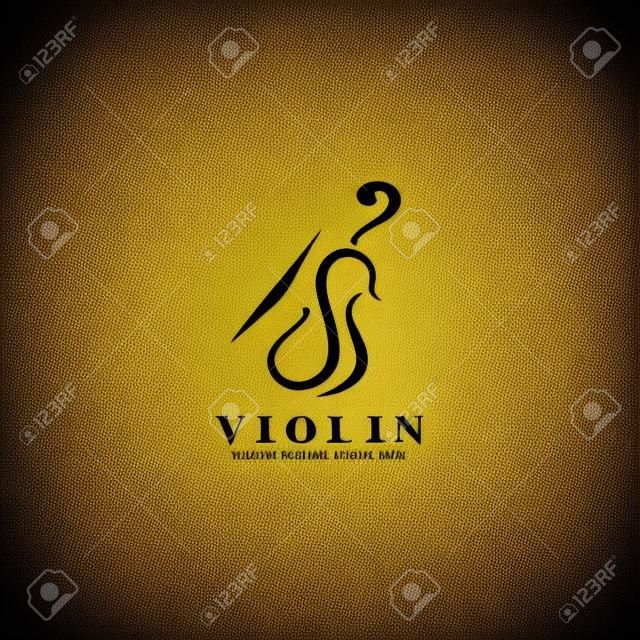 Plantilla de ilustración de vector de diseño de icono de logotipo de violín