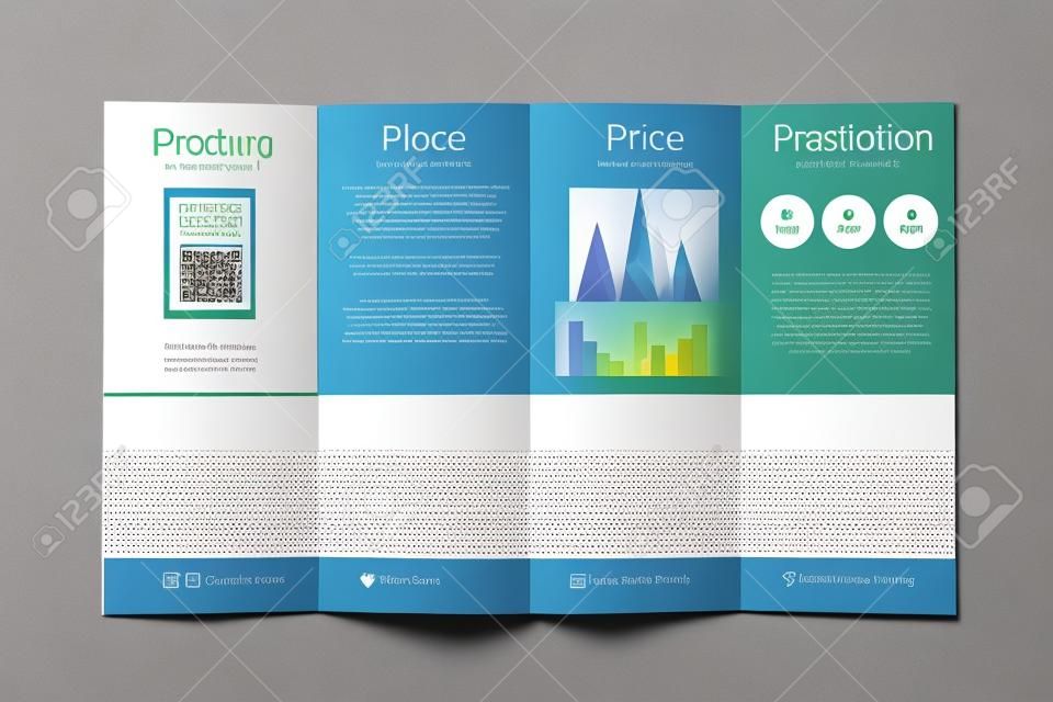 4P plantilla folleto de marketing - precio, producto, promoción y lugar