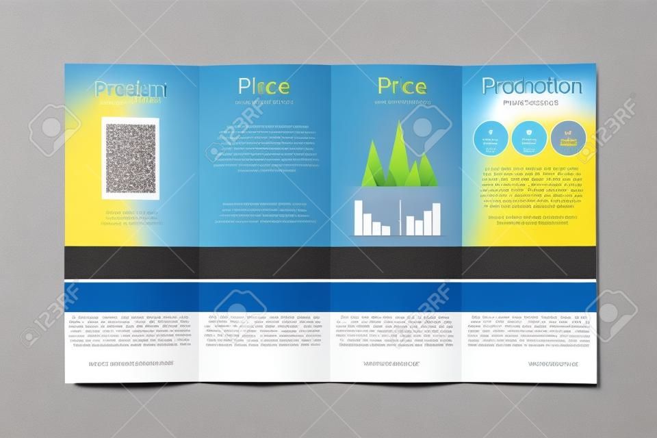 4P plantilla folleto de marketing - precio, producto, promoción y lugar