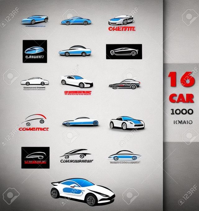회사 로고 아이콘 요소 템플릿 자동차 모양 집합 자동 서비스