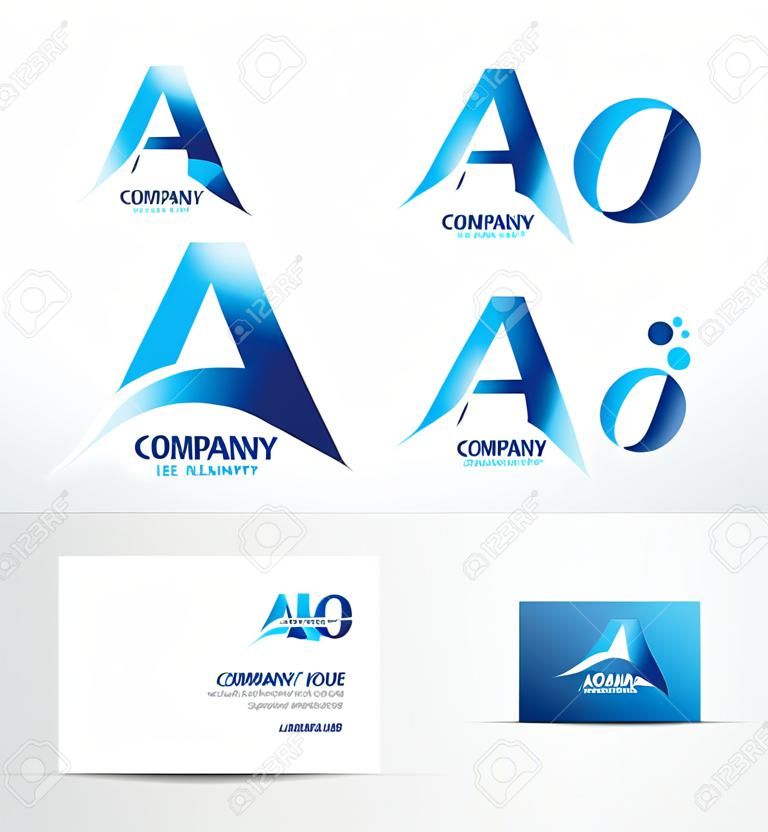 company logo icon element template alphabet letter a blue 3d