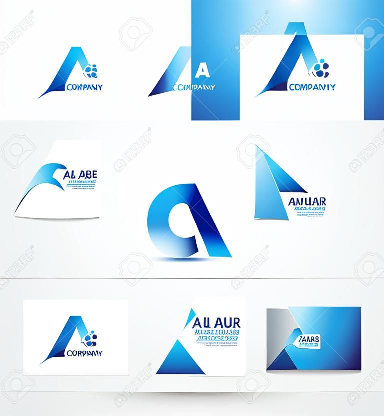 logo lettre élément icône modèle alphabet un 3d bleu