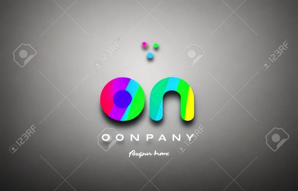 on o n  creative rainbow green orange blue purple magenta pink artistic alphabet company letter logo design vector icon template