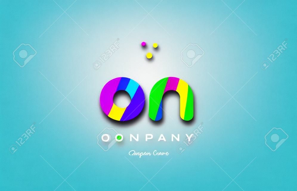 on o n  creative rainbow green orange blue purple magenta pink artistic alphabet company letter logo design vector icon template