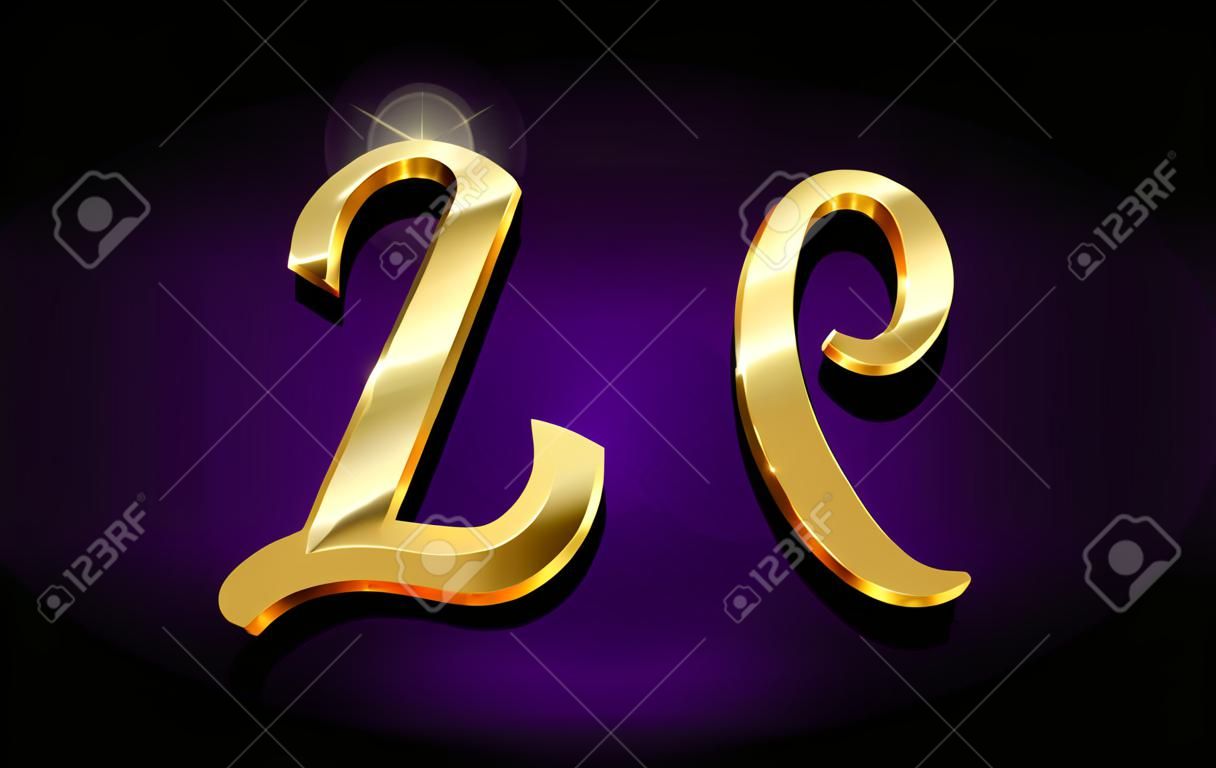 l alphabet letter logo in gold golden 3d metal beautiful typography suitable for banner brochure design