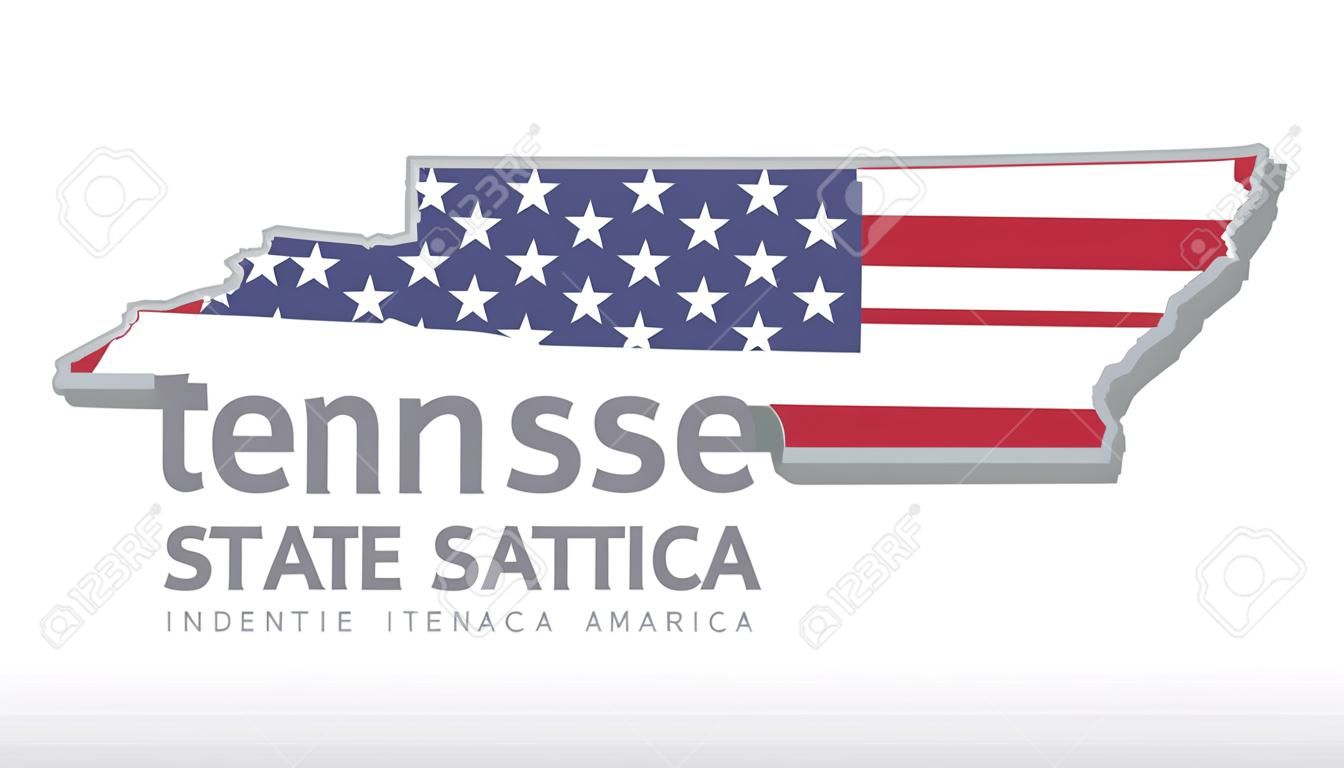 Vector illustration of Tennessee county state with US united states flag as a texture suitable for a map logo or design purposes.