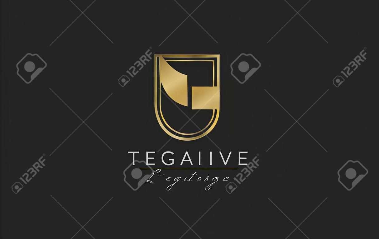 Diseño de logotipo letra t del alfabeto de oro negro y amarillo adecuado para una empresa o negocio