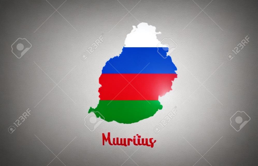 Flaga kraju Mauritiusa wewnątrz projektu mapy granicy kraju nadaje się do projektowania ikony logo
