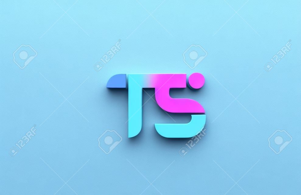 pink blue alphabet letter TS T S combination for company logo. Suitable as logotype design for a business