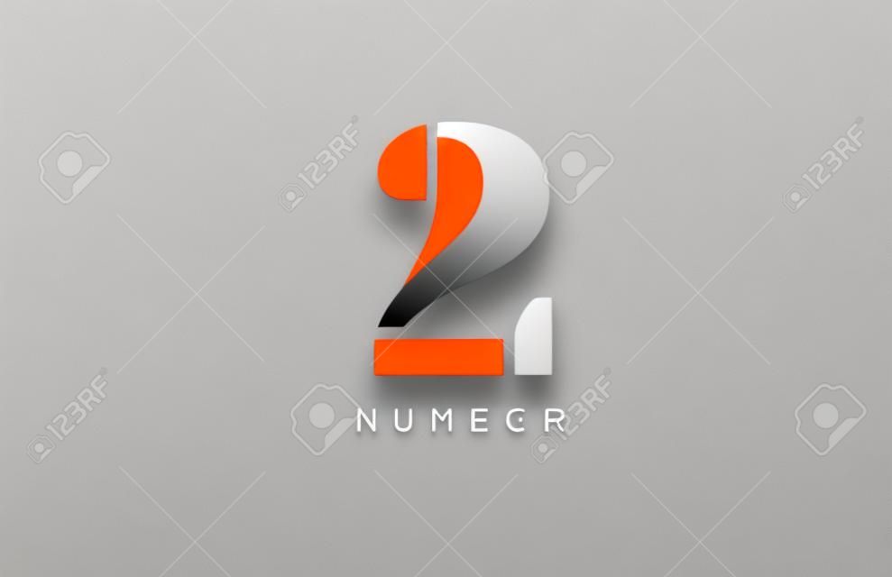 numéro 2 deux pour la création d'icônes du logo de l'entreprise dans les couleurs gris orange et blanc. Utilisable pour un logotype ou une entreprise