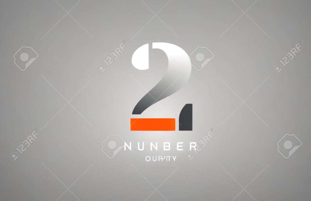 numéro 2 deux pour la création d'icônes du logo de l'entreprise dans les couleurs gris orange et blanc. Utilisable pour un logotype ou une entreprise