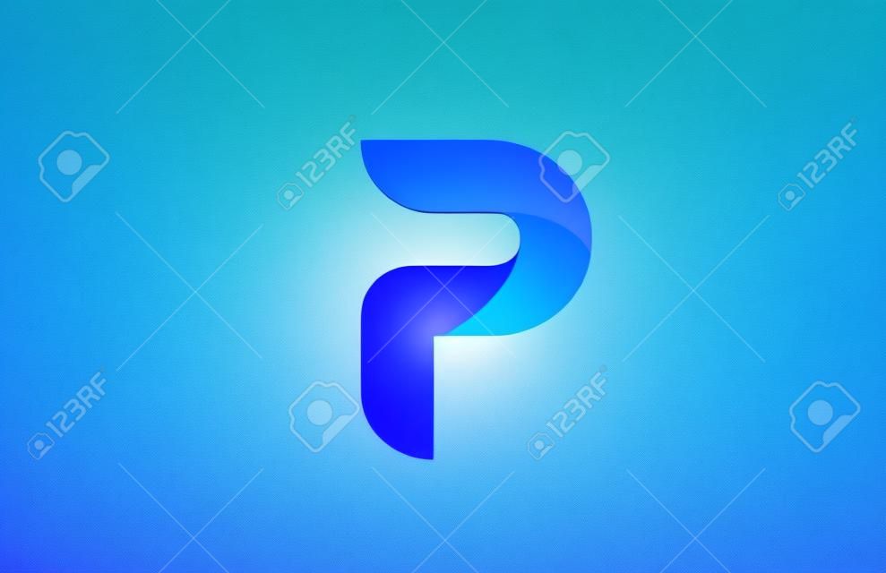 P creative blue gradient alphabet letter logo for branding and business. Design for lettering and corporate identity. Professional icon template