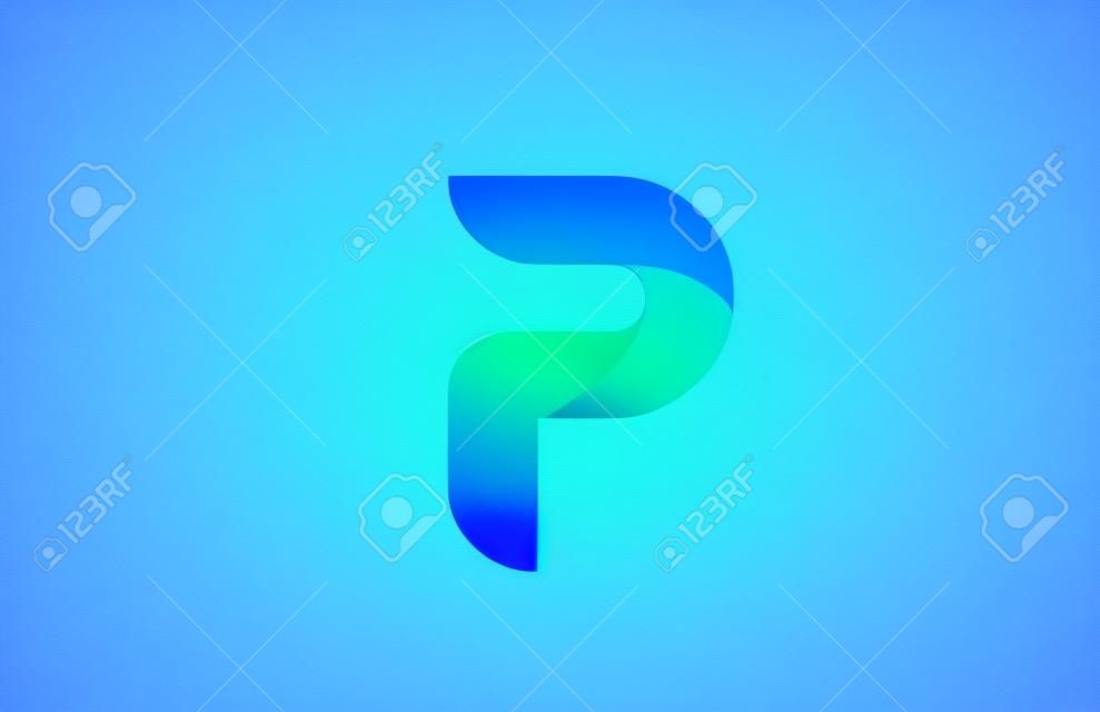 P creative blue gradient alphabet letter logo for branding and business. Design for lettering and corporate identity. Professional icon template
