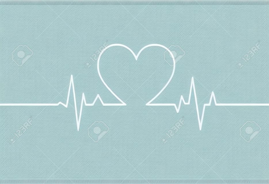 Material de ilustración de ritmo de línea de electrocardiograma y forma de corazón