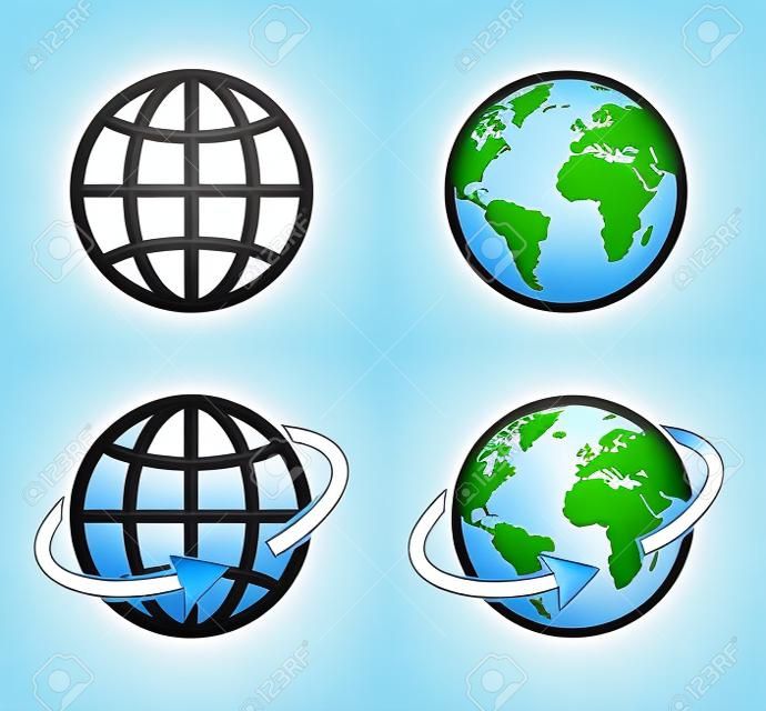 icona del globo del set di immagini web