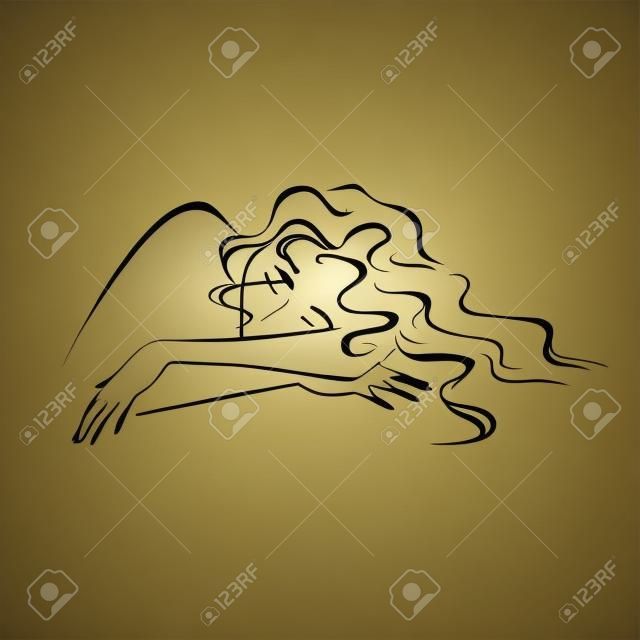relaxing sleeping woman silhouette