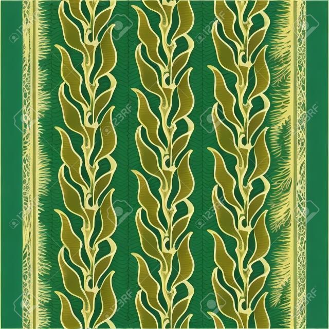 Art-nouveau kelp alghe pattern illustrazione in stile vintage elegante ornamento senza giunture con alghe kelp forest vettore di colore