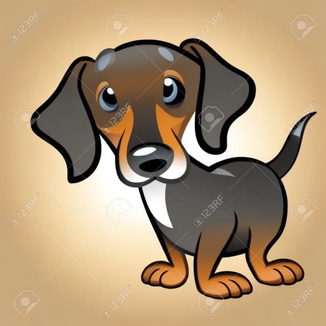 Kreskówka pies ładny jamnik. Ilustracja wektorowa